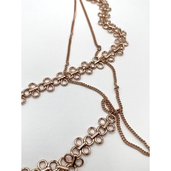 LUV AJ Necklace Rose Gold Tone Asymmetrical Long Two Strands 35”+3” - Picture 9 of 10